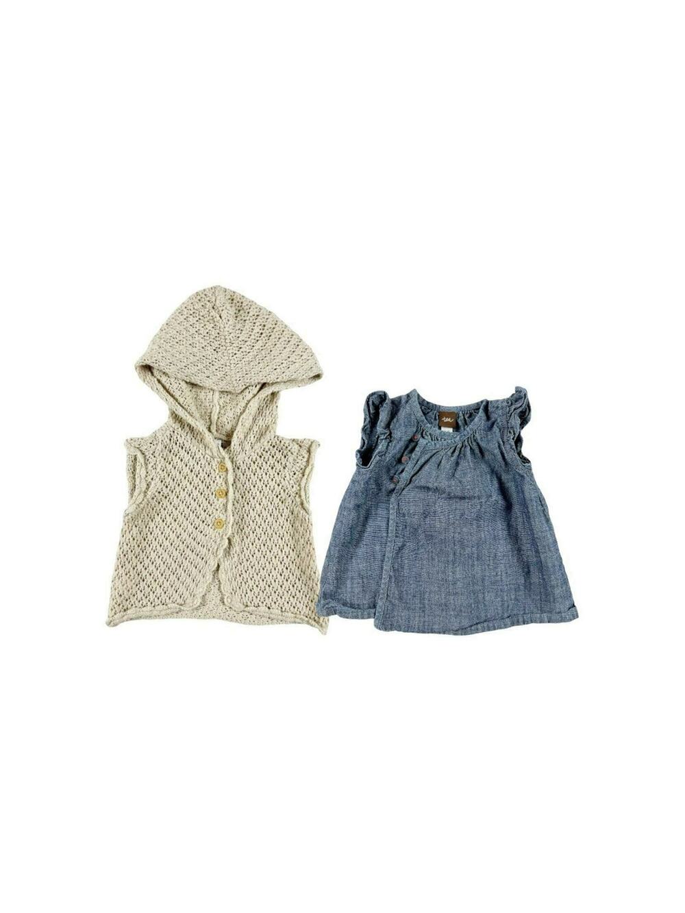 Tea Collection Crochet Cardigan Citizen Chambray Tunic Bundle size 12-18 months
